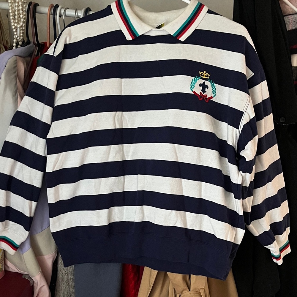 Striped Navy and White Sweater